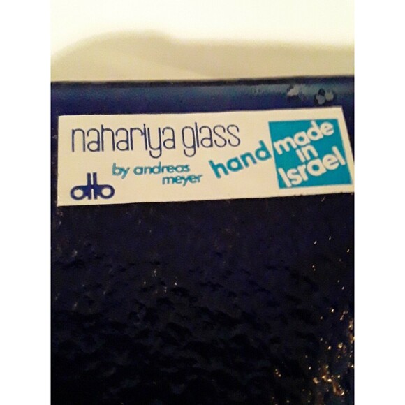 Andreas Meyer Blue Glass Hand Made in Israel Fused Art Nahariya Dish - Picture 2 of 8